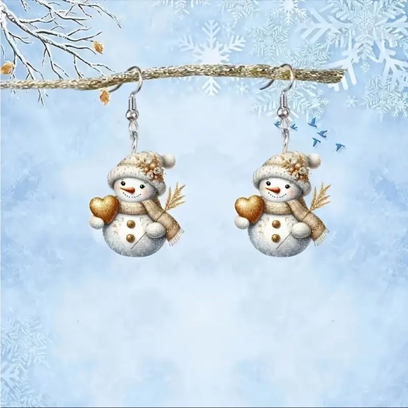 ⛄️🎄Snowman Acrylic Dangle Earrings - Picture 3 of 10